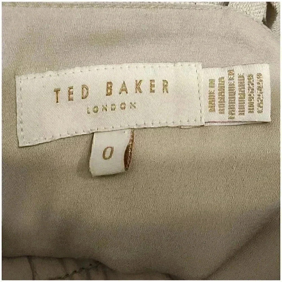 Ted Baker Daceyy Jumpsuit Beige Women's 0/US 2 Linen Striped Crop Wide Leg Bow - Picture 5 of 5